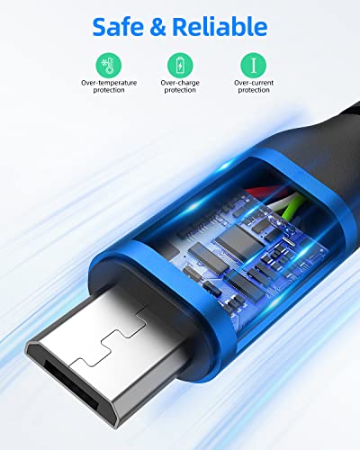Image of SUNGUY Short Micro USB Cable 1FT[3Pack], 18W USB to Micro USB Cable Fast Charging USB 2.0 Data Sync Nylon Braided for Samsung Galaxy S7 Edge S6, Power Bank, Android Phone, PS4 Blue