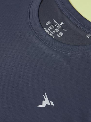 Image of TECHNOSPORT Men's Slim Fit Polyester Activewear Sports T-Shirt with Moisture-Wicking Comfort for Workout, Running & Gym