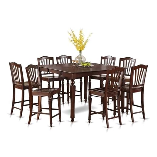 EAST WEST FURNITURE 9 PC Counter height Table set-Square gathering Tablealong with 8 Kitchen counter Chairs