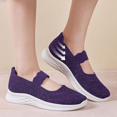 Women's Mary Jane Shoes Mesh Breathable Soft Shoes Woven Knitted Loafers Anti Slip Orthopedic Walking Loafers Arch Support Sneakers4