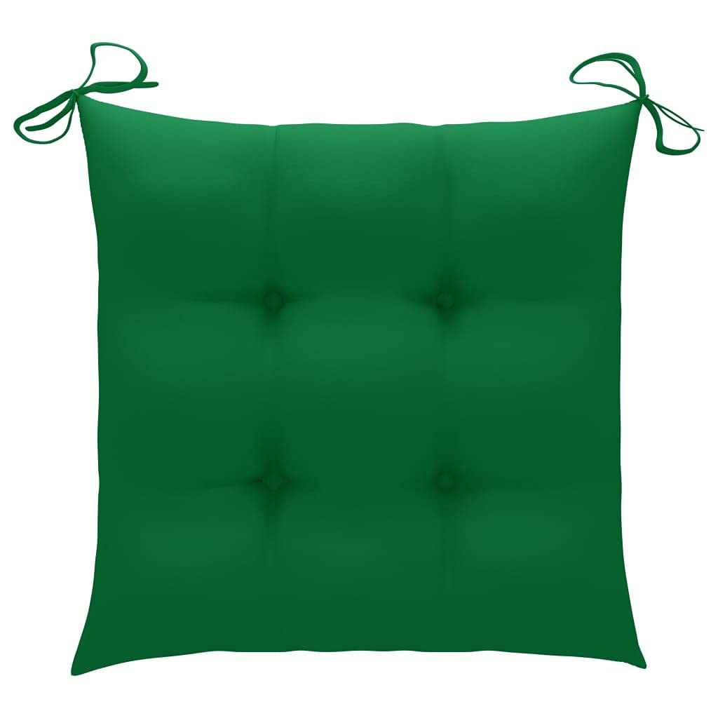 4 sedie da giardino in legno di teak massiccio con cuscini verdi, mobili da giardino resistenti alle intemperie, 58 x 60 x 90 cm, comode sedie da patio per esterni e terrazze