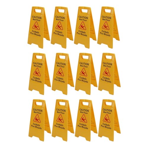 Wet Floor Sign : Foldable A Frame Caution Floor Sign Plastic 2 Sided for Indoor Outdoor Use, 12Pcs