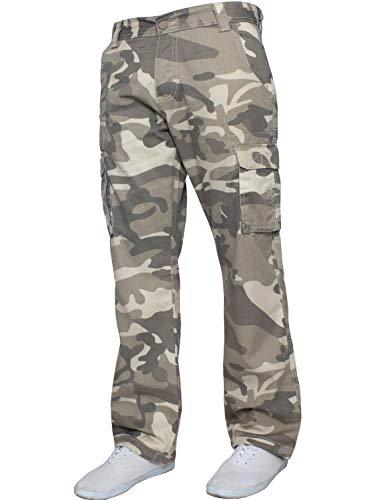 Kruze Mens Combat Cargo Trousers Camouflage Green Camo Summer Pants All Waist