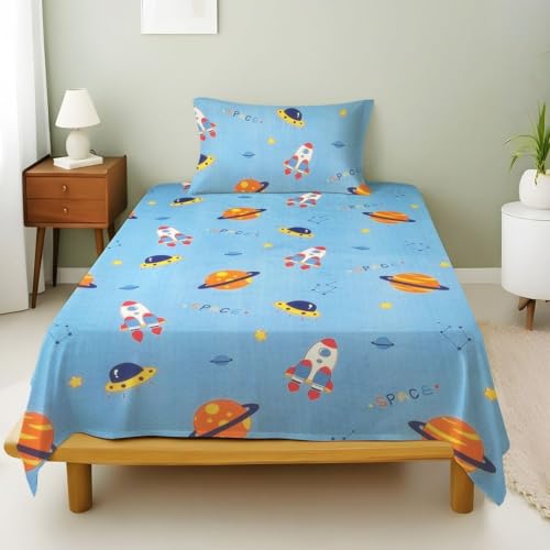 Image of Weave & Decor Kids Dedsheets Single Bed 60x90 Inches with 1 Pillow Cover 20x30 inch, Cotton Blend, Soft & Lightweight.