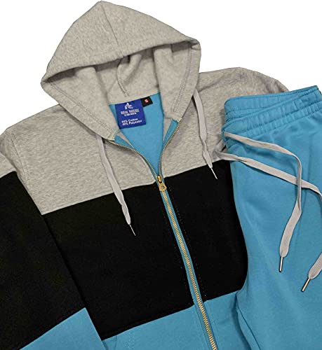 Women's Colorblock Fleece Sweatjacket And Jogger Sweatpants 2-Piece Fleece Suit #TOP1