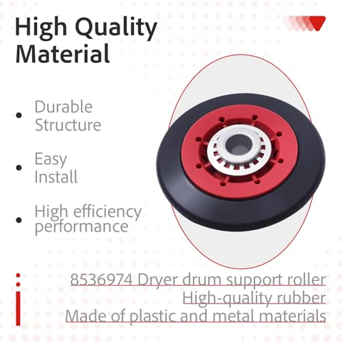(4-Pack) 8536974 Dryer Drum Support Roller Kit for Kenmore & Maytag - Replaces AP6019303 8536973 W10314173 W10314171 WPW10314173 PS11752609