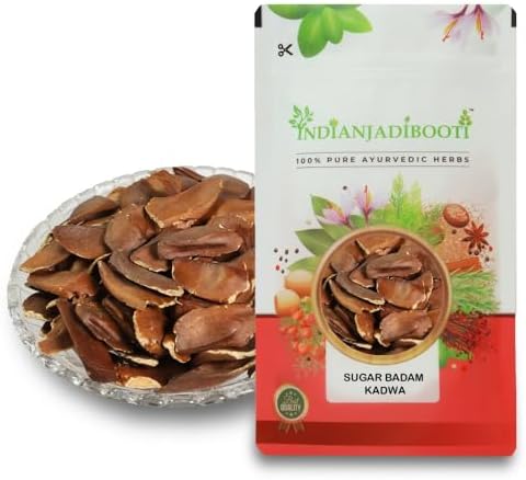 IndianJadiBooti Sugar Badam Kadwa โ Traditional Processed Bitter Almond/Sky Fruit | 900 Grams | (Pack Of 2)