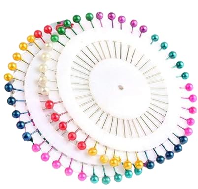 Gemsy (8 Colors) Pearl Head Pins for Tailoring, Sewing, Dressmaking, Patchwork, Florist and Decorating,Head Hijab and Scarf Pins (80 Pins)