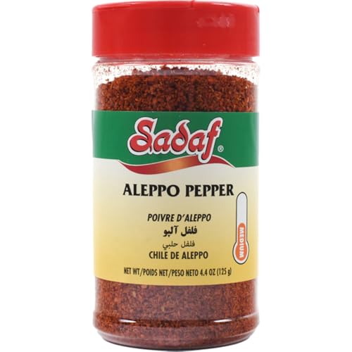 Sadaf Aleppo Pepper - Aleppo Pepper Flakes for Cooking and Food Seasoning - Ideal for Middle Eastern Cuisine - Aleppo Spice - Kosher - 4.4 Oz Bottle with Shaker Top