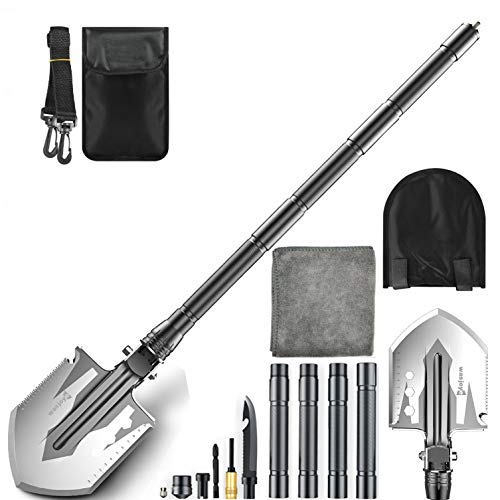 WASJOYE スコップ 多機能シャベル 折りたたみ 91CM 18種機能 高強度 錆びない 車載スコップ 防災 雪かき 園芸 キャンプ アウトドア用 収納バック付き