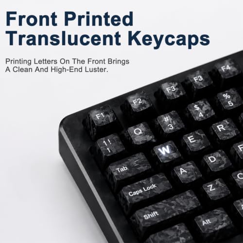 Image of ZORBES 136 Key Forged Carbon Texture Keycap for Mechanical Gaming Keyboard | Cherry Profile Side Printed Font Keycap Set Compatible with Mechanical Keyboard