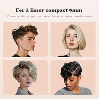Mini Lisseur pour Cheveux Courts, SAOSA 2-in-1 Mini Lisseur en Céramique, Petit Lisseur Portatif, 90°C- 210°C, pour Cheveux Courts, Cheveux de génie et Barbes d'hommes, Double Tension, Or rose