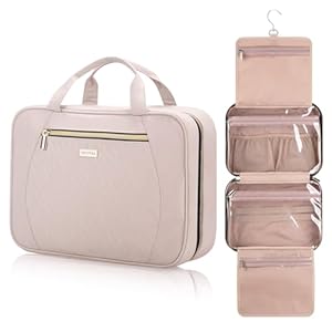 Women’s Travel Toiletry Bag Set, TSA Approved, Waterproof, Hanging Design with Multiple Compartments, Perfect for Cruise Ships and Airplane Travel, Pink