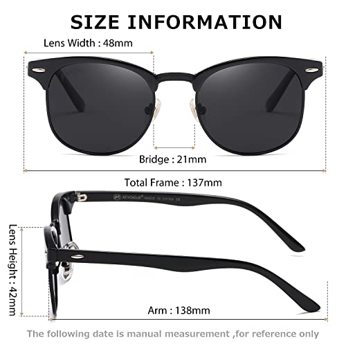 Image of AEVOGUE Polarized Semi Rimless Sunglasses for Men Women, Retro UV400 Sun Glasses for Driving Outdoor