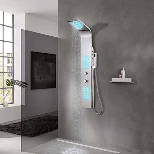 Panneau de douche acier inoxydable incurvé avec flexible de 150 cm pour cabine - 2