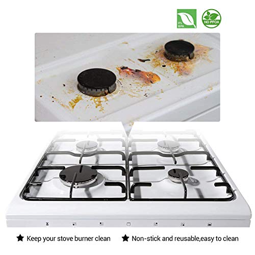 10 Pack Gas Stove Burner Covers, Non-Stick Stove Burner Liners,Gas Range Protectors, Stovetop Covers for Gas Burners Double Thickness 0.3mm Reusable & Dishwasher Safe(Black)