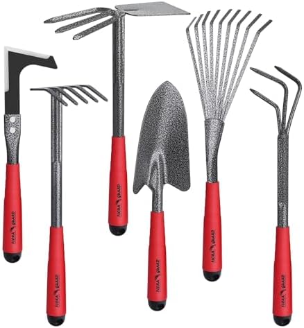 FLORA GUARD Garden Tool Set, 6 Pieces, Large Garden Hand Tools, S...
