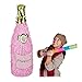 Relaxdays Pinata Sektflasche, Champagner Pinata zum Aufhängen, Geburtstag, Prinzessin, Piñata zum Befüllen, rosa-gold