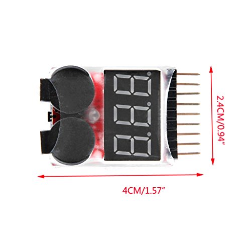 yueton Rc 1-8s Lipo Battery Tester Monitor Low Voltage Buzzer Alarm Voltage Checker with LED Indicator for Lipo LiFe LiMn Li-ion Battery