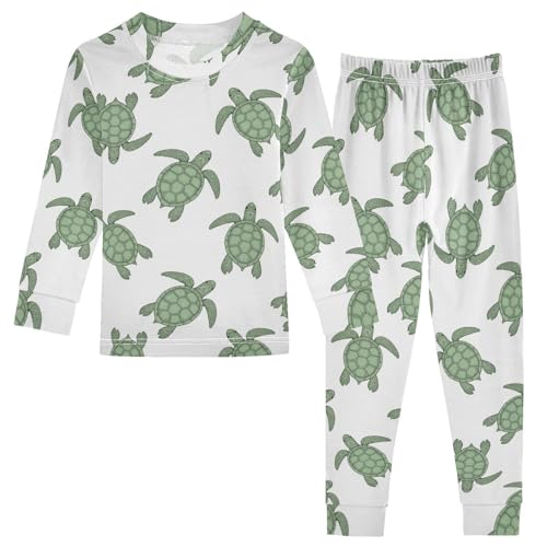 Pajama Sets Long Sleeve Sea Turtle Pattern Prints Soft Comfy Sleepwear 2 Piece PJS 3-8T
