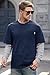 VOGSTART Men's Camp Shirts Pullover Faux-Layer Double Layer Waffle Sleeve Chest Pocket Longsleeve Heavyweight Soft Streetwear Fake Two-Piece Baggy Ribbed Neckline Color Block Sweater Navy L