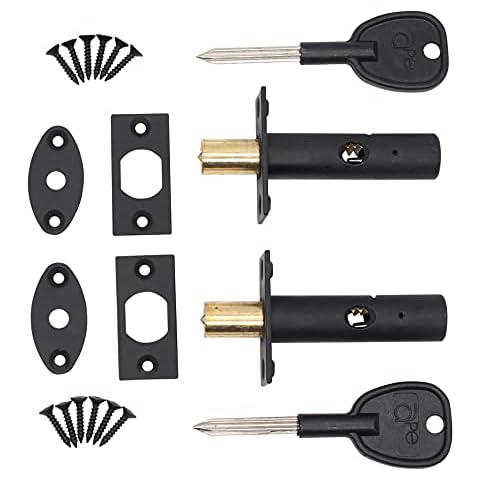 Door Mortice Rack Bolts | Matt Black | Pack of 2 + 2 Star Keys Cover