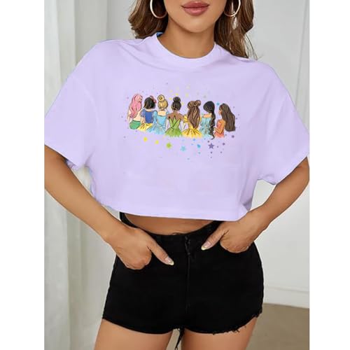 Image of Magical Crop Shirt for Women Magic Kingdom Princess Tshirt Funny Family Vacation Trip Tee Casual Holiday Top