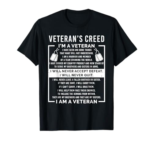 Veteran's Creed Patriot War USA Oath Grandpa T-Shirt Small