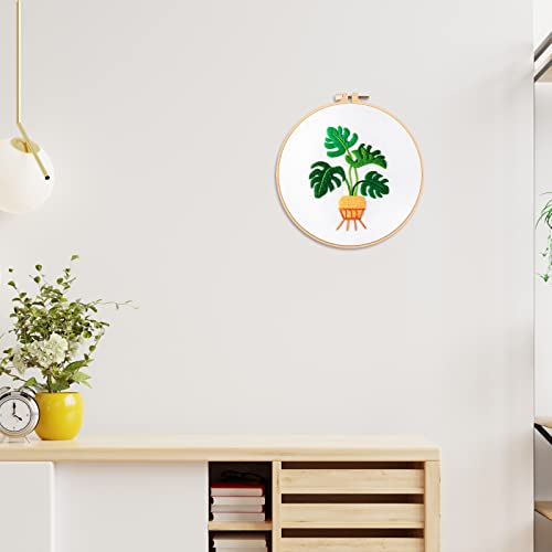 Louise Maelys Monstera Embroidery Starters Kit For Adults, Cross Stitch Kit For Beginners With Plant Pattern Embroidery Cloth,Hoop, Needles, Color Threads #TOP6