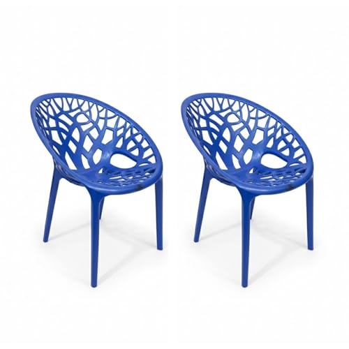 Image of activa Crystal Plastic Arm Chair | Stackable Indoor Outdoor Chair for Home, Balcony, Patio & Garden | Comfortable Designer Armrest Chair | Durable Plastic Seating Furniture (Blue, Set of 2)