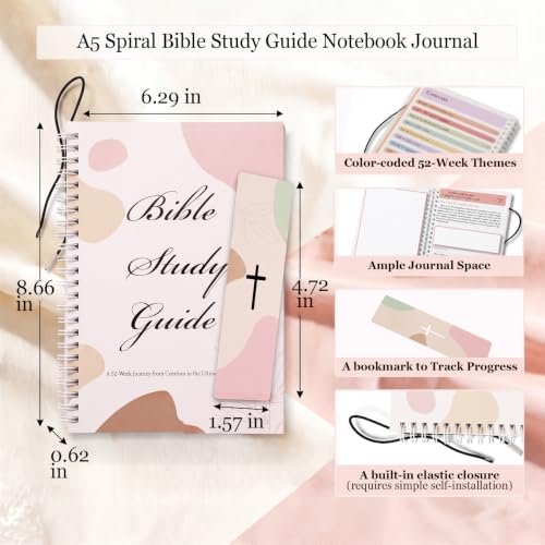 Image of 52-Week Bible in a Year Spiral Bible Study Guide Notebook Journal Planner