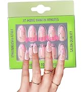 PaintLab Press-On Nails Manicure Kit, Pink Velvet, 24-Piece Set, Long-Lasting Fake Nails with Glu...