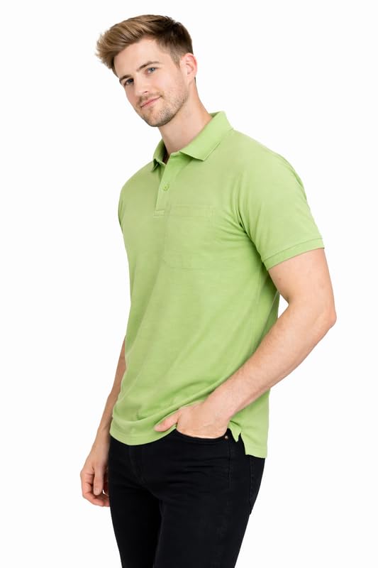 Image of SMAN Polo Neck T-Shirt Pack of 3 for Men & Boys | Half Sleeve Collar Tee with Pocket | Premium Spun Matty Fabric | Casual & Office Wear | Sizes M to 2XL | FX PO3 MCR LMN WHT