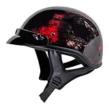 Cartman Cruiser Scooter Motorcycle Half Face Helmet, Red Skull USA Graphics, DOT Approved for Bike Scooter ATV UTV Chopper Medium