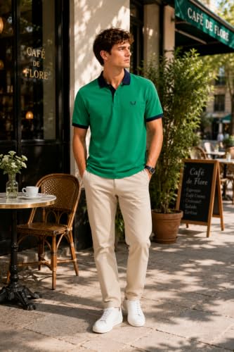 Image of Mens Pique Polo T-Shirt | Cotton Rich, Smart Fit Polo with Embroidered Logo | Casual & Sports Wear | Polo T-Shirt for Men