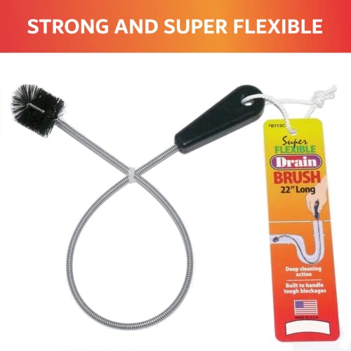 Fryoilsaver Co, B113C, Long Drain Cleaning Brush, Length 22", Super Flexible Cleaning Tool, Drain Clog Remover Brush #TOP4