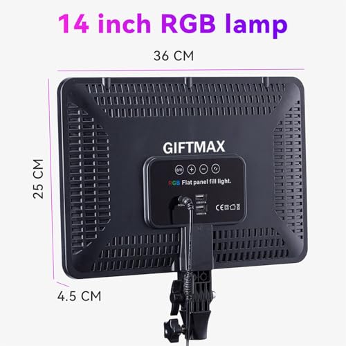 Image of GiftMax PM-36 14 inch RGB LED Video Soft Light Panel, 50W for Studio Photography | Video Recording | Conference | YouTube,2700K-5700K CRI95+ | with Remote Control