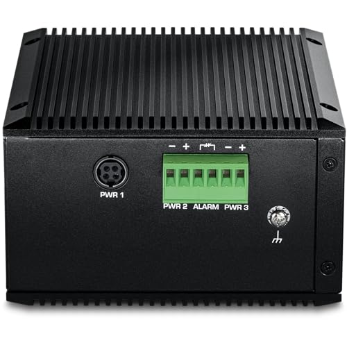 Image of TRENDnet 9-Port Industrial 2.5G DIN-Rail PoE++ Switch with 10G SFP+ Port (24 - 57V), TI-BG5091B, 8 x 2.5G PoE++ Ports, 1 x 10G SFP+ Port, 480W PoE, 60Gbps Switch Capacity, Black
