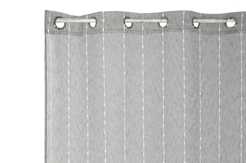 Rideau brodé gris polyester 140x260 pour une ambiance cosy - 4
