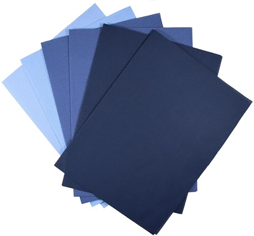 Image of KCS 6 pc of 12 inch x 18 inch(30cmx45cm) 14CT Counted Cotton Aida Cloth Cross Stitch Fabric (Light Blue+Jeans Blue+Navy Blue)