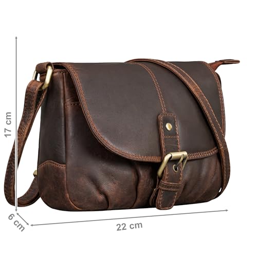 Sac à main en cuir véritable Iris de style vintage marron - 3