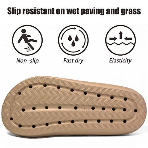 Damyuan Garden Clogs Men Summer House Slippers Sandals Wide Toe Flat Slip-On Outdoor Beach Slippers Indoor Outdoor Mules Khaki Size 11.5/12 #TOP3
