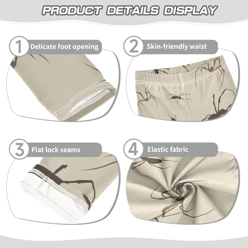 Spider on Beige Girls Leggings,Workout Leggings for Girls Toddler Athletic Legging Size for 3-10T3