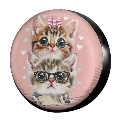 Image of Dujiea Cute Cat Faces Spare Tire Cover, Universal Wheel Tire Cover Waterproof Dust-Proof Tire Protectors for Trailer Rv SUV Truck Camper and Many Vehicle 14 15 16 17 Inch