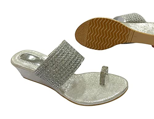 Stop n Style Sliver Women's Sandal Traditional Indian Shoes Handmade Wedge Heel Ladies Heeled Sandals by Stop n Style - Used condition - Image 5