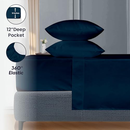 Image of SGI bedding 108 inchx80 inch 4 Pc Florida King Sheet Set 600 TC 15 inch Deep, Teal
