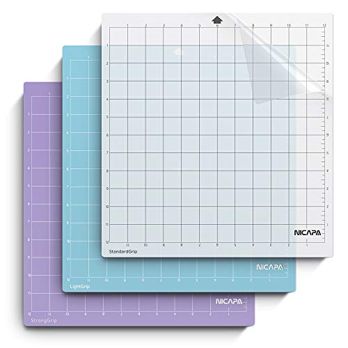 Nicapa Replacement Cutting Mat for Silhouette(12x12 inch 3pack-Standardgrip、Lightgrip、Stronggrip) Adhesive&Sticky Non-Slip Flexible Square Gridded Cut Mats Set Matts Vinyl Craft Sewing Cloth