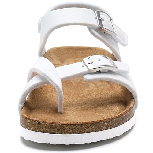 Image of Torotto Girls Boys Sandals with Cork Footbed Adjustable Buckle Summer Slides Flip Flops Open Toes Flat for Kids Toddler