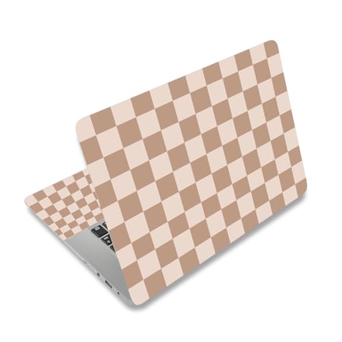 NXZGO 12.1 13 13.3 14 15 15.4 15.6 in Laptop Sticker Skin Decal Cute Netbook Skins for Notebook PC Universal Vinyl Laptop Decor Cover Waterproof Art Protector I Milk Tea Brown Checkered