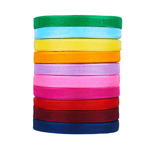 Fashewelry 3/8-Inch Shimmer Sheer Organza Ribbons 500 Yards Mixed Colors Fabric Ribbon Roll 10mm for Party Wedding Present Wrapping
